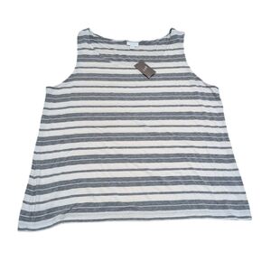 Pure J. Jill Gray White Striped Summer Tank Top Women's Size 2X New